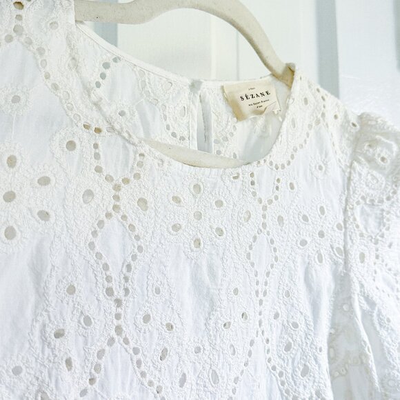 Sezane White Eyelet Blouse - Picture 5 of 9